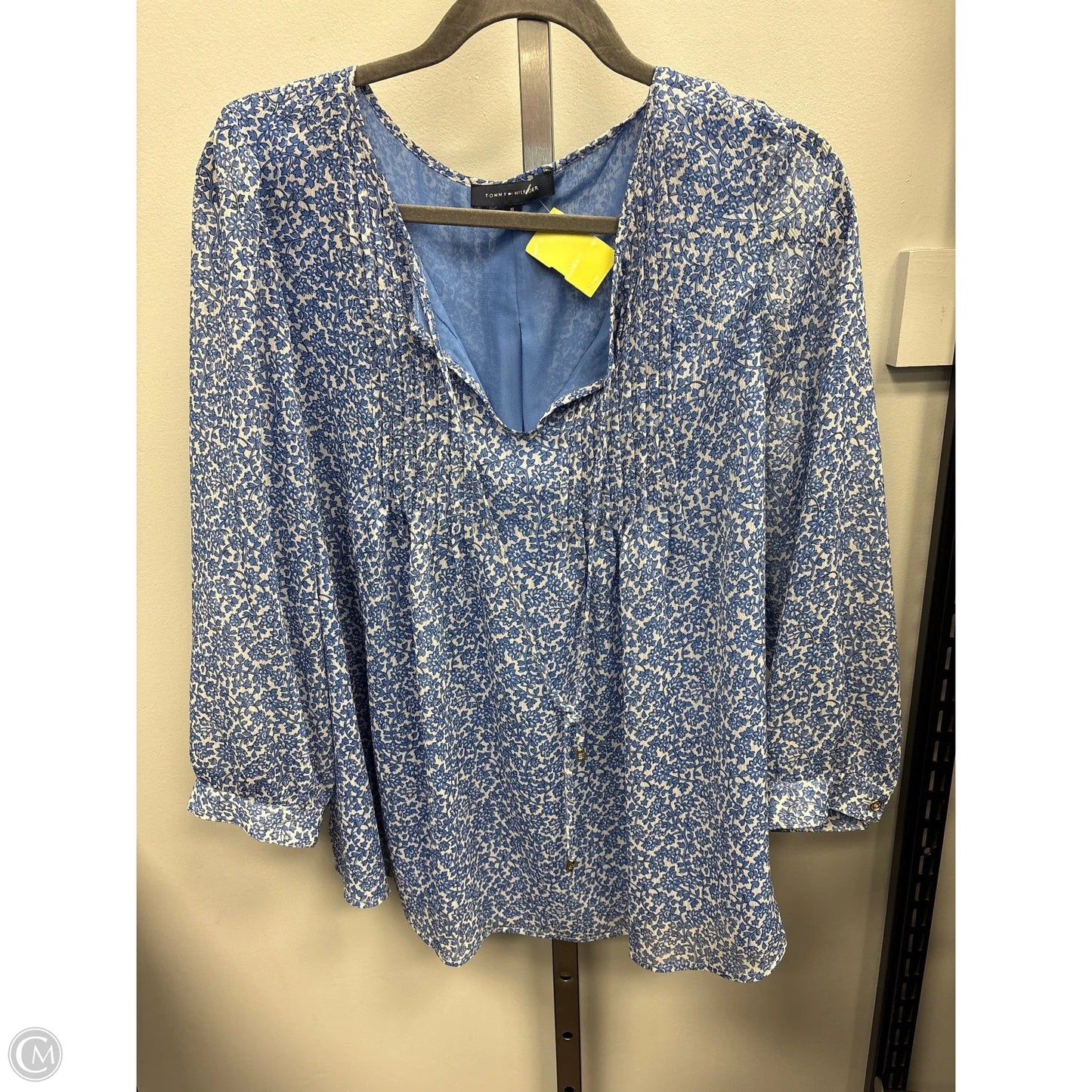 Top Long Sleeve By Tommy Hilfiger In Blue & White, Size: Xl