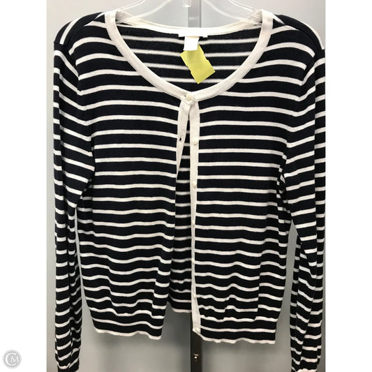 Sweater Cardigan By H&m In Striped Pattern, Size: M