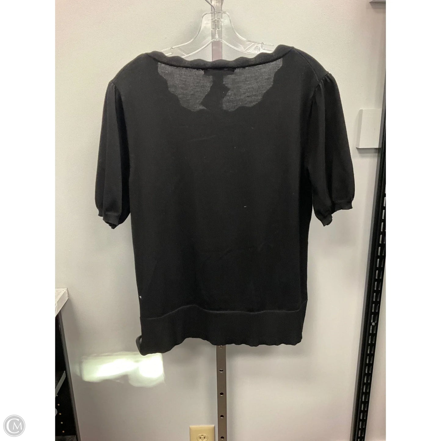 Sweater Short Sleeve By Cable And Gauge In Black, Size: L