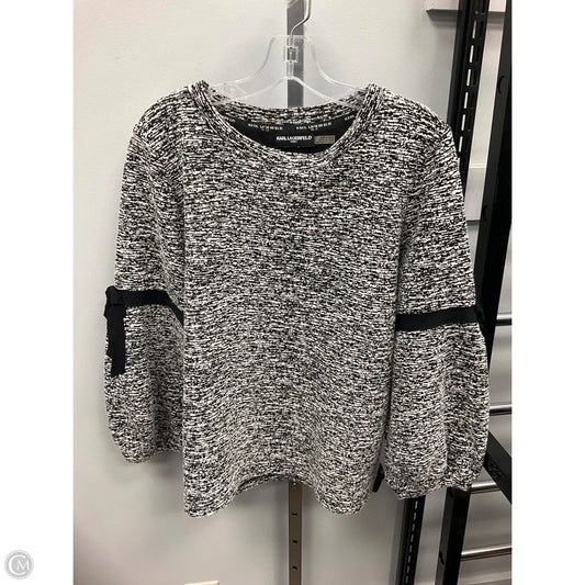 Top Long Sleeve Designer By Karl Lagerfeld In Black & White, Size: L