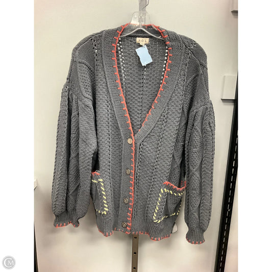 Sweater Cardigan By Pol In Grey, Size: M