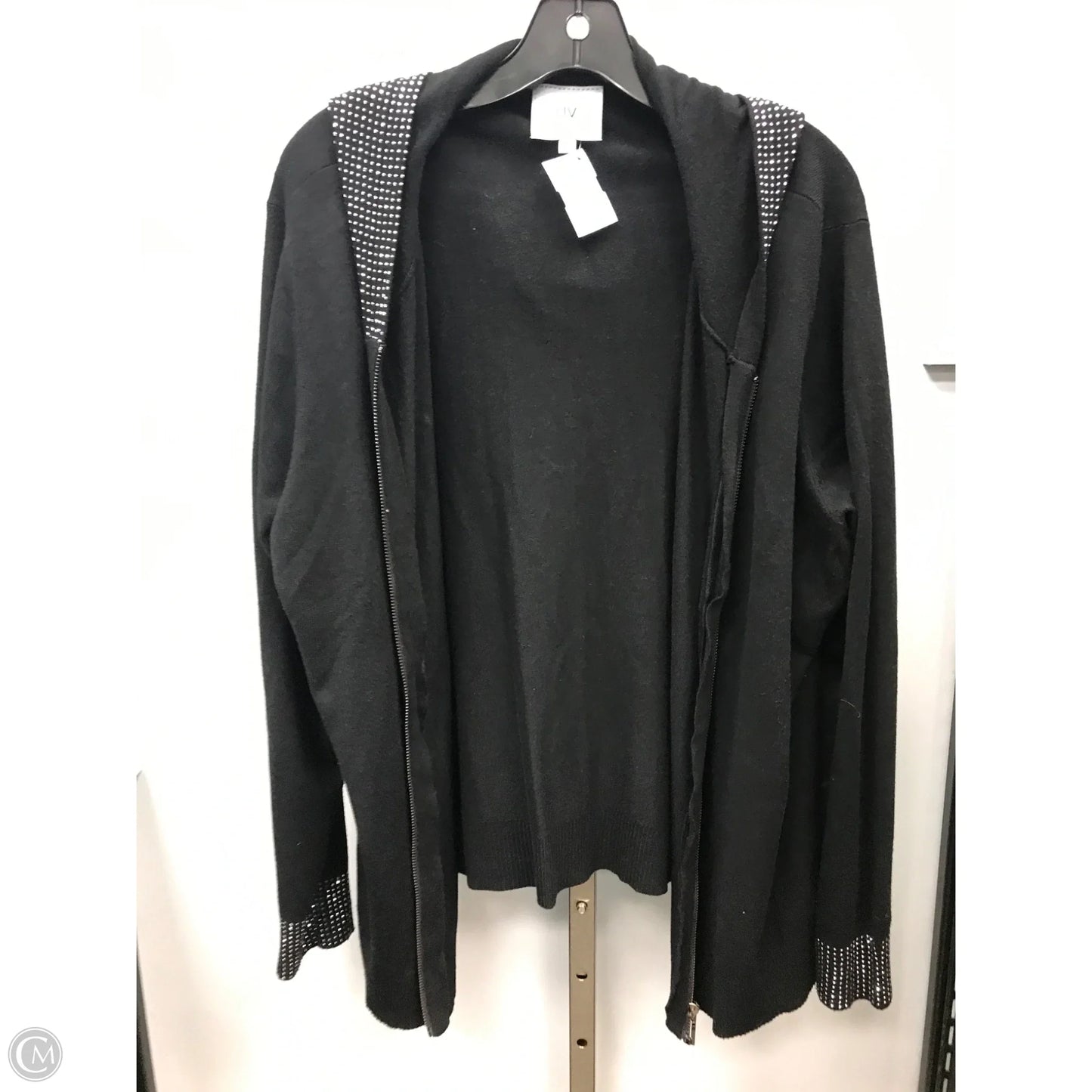 Sweater Cardigan By Cmc In Black & Silver, Size: 1x