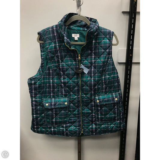 Vest Puffer & Quilted By Crown And Ivy In Plaid Pattern, Size: Xxl