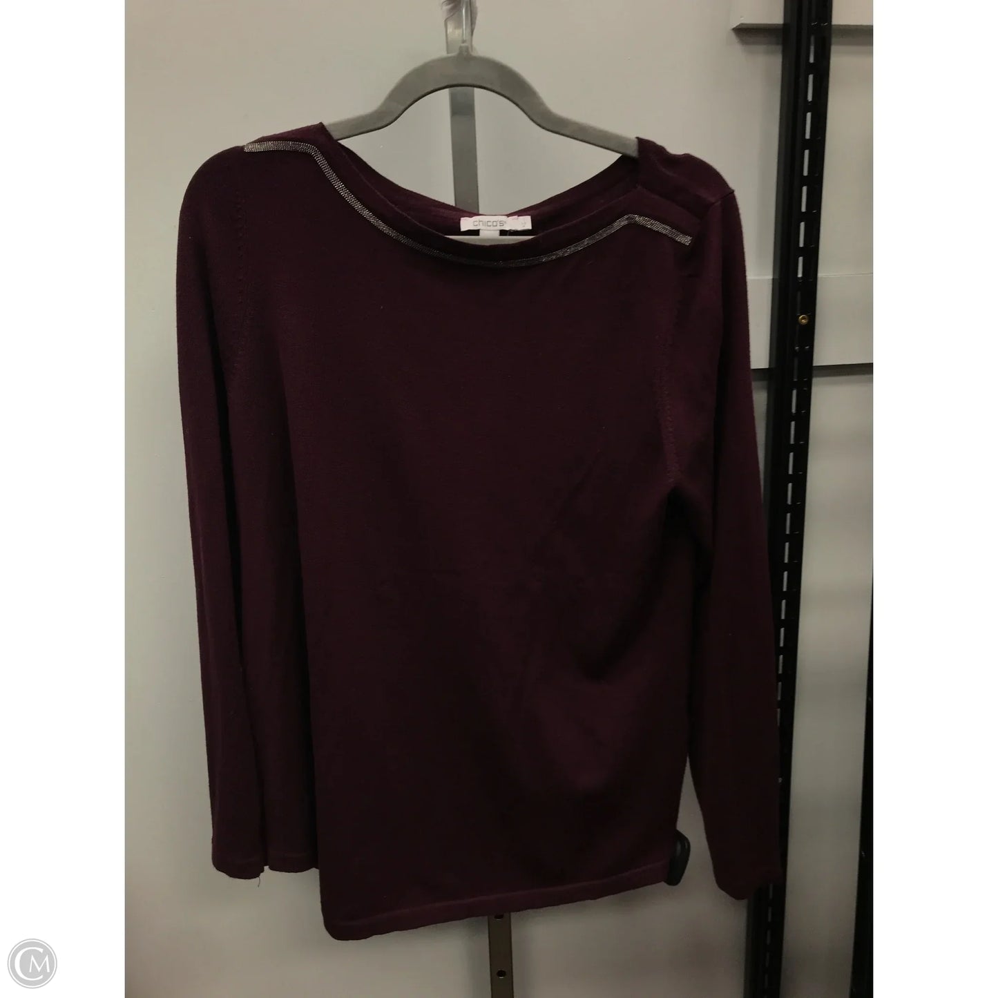 Top Long Sleeve By Chicos In Maroon, Size: M