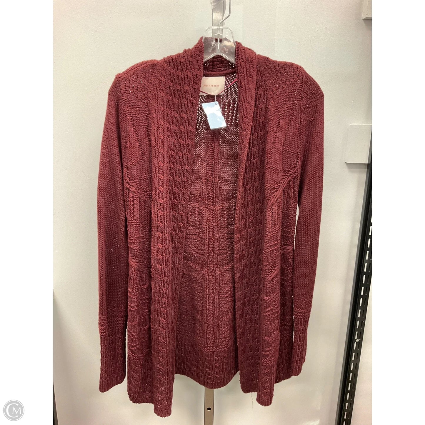 Sweater Cardigan By Skies Are Blue In Maroon, Size: S