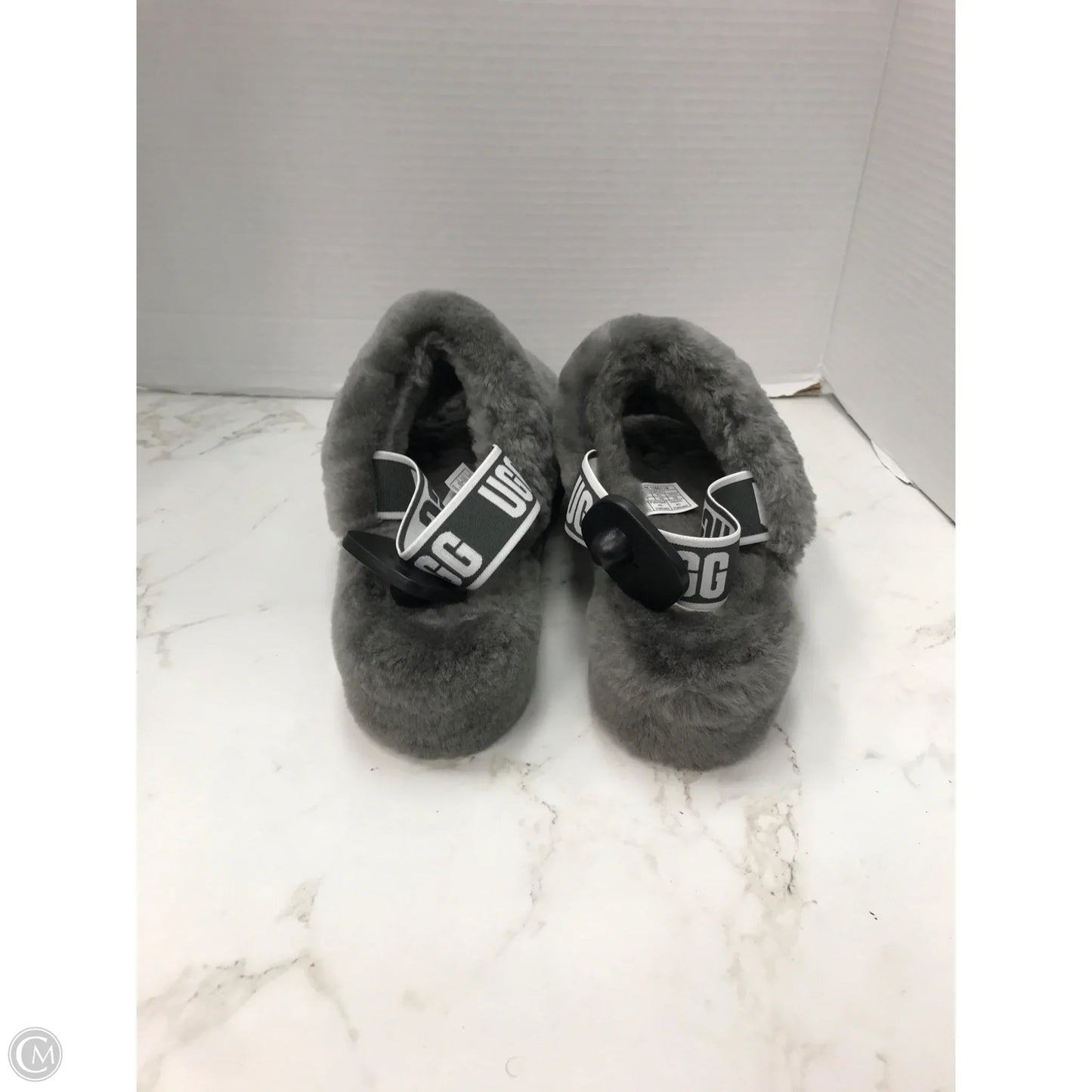 Slippers Designer By Ugg In Grey, Size: 9