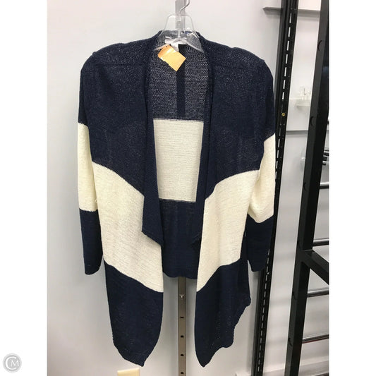 Sweater Cardigan By Charter Club In Blue & White, Size: Xl