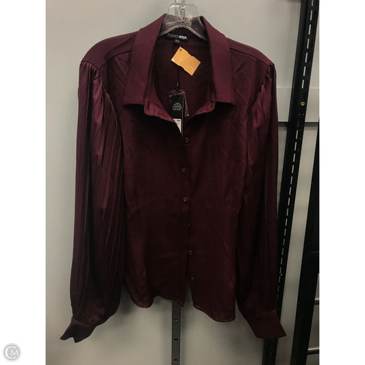 Top Long Sleeve By Fashion Nova In Maroon, Size: 1x