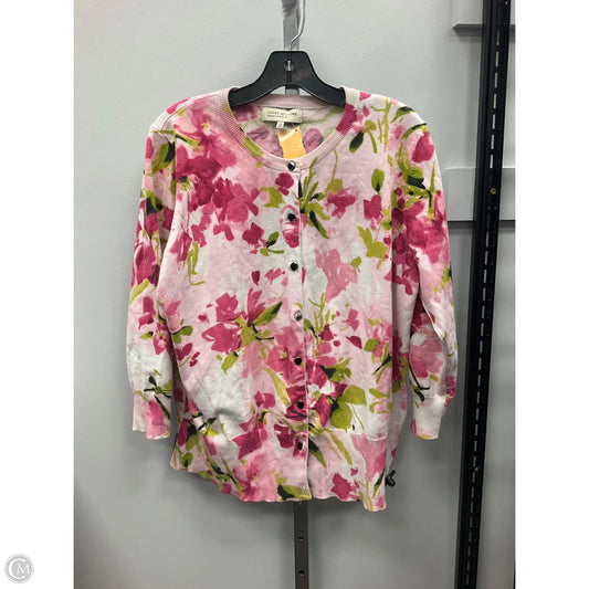 Sweater Cardigan By Jones New York In Floral Print, Size: 2x