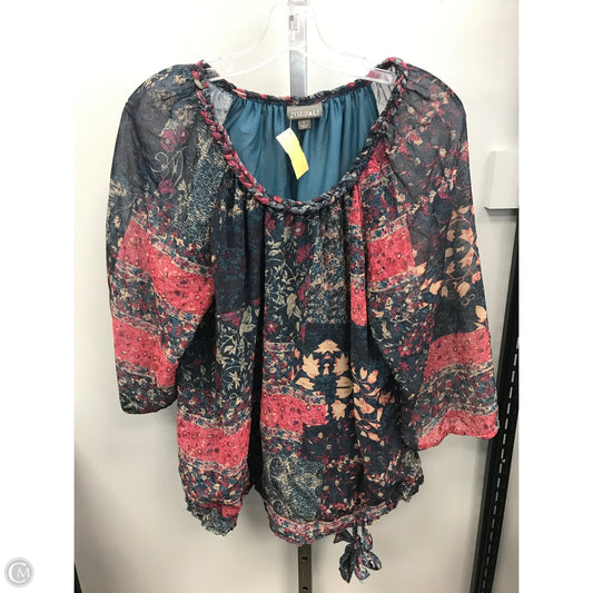 Top 3/4 Sleeve By Roz And Ali In Floral Print, Size: L