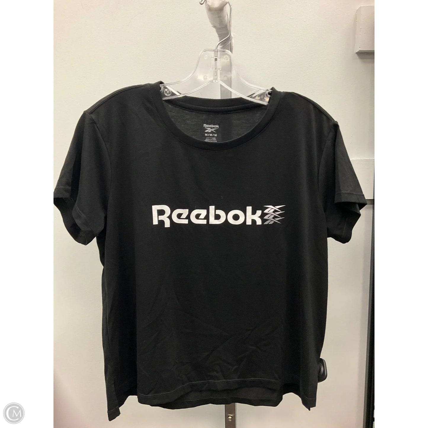 Athletic Top Short Sleeve By Reebok In Black, Size: M