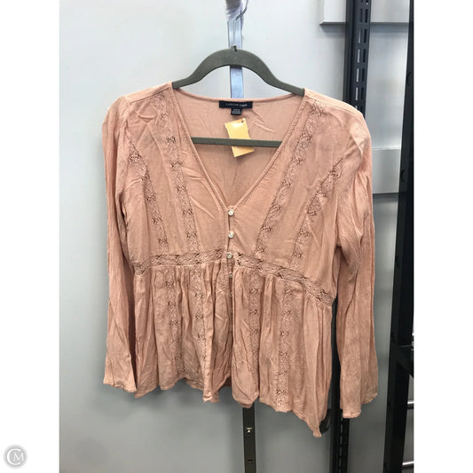 Top Long Sleeve By American Eagle In Peach, Size: S