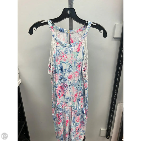 Romper Designer By Lilly Pulitzer In Blue & Pink, Size: S