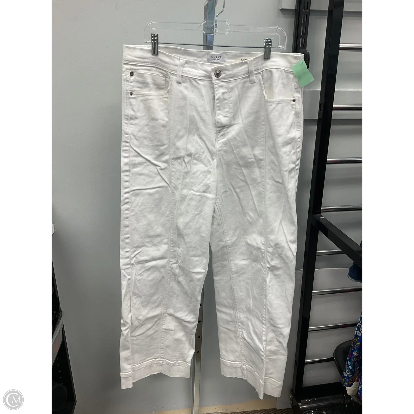 Jeans Wide Leg By Curve Appeal In White Denim, Size: 16