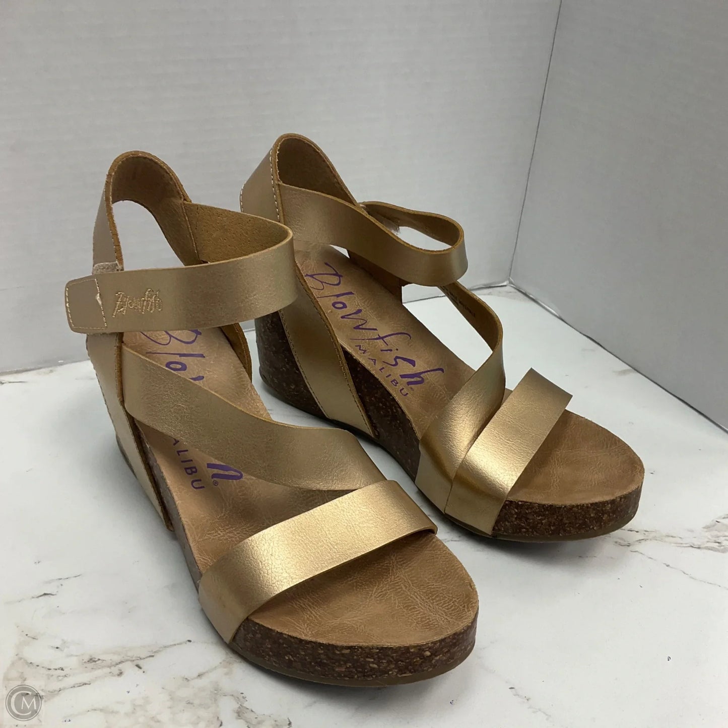 Sandals Heels Wedge By Blowfish In Gold, Size: 8.5
