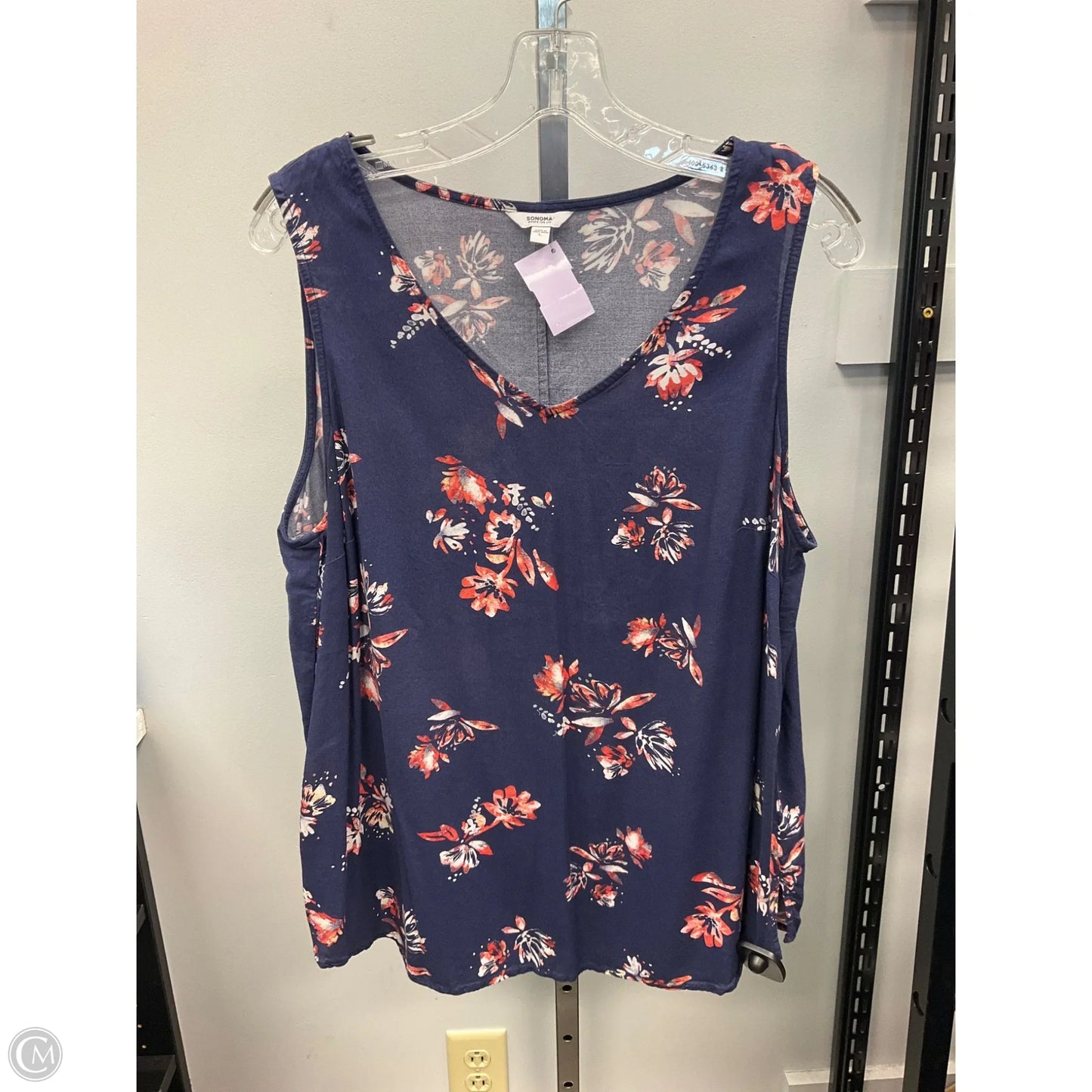 Top Sleeveless By Sonoma In Floral Print, Size: L