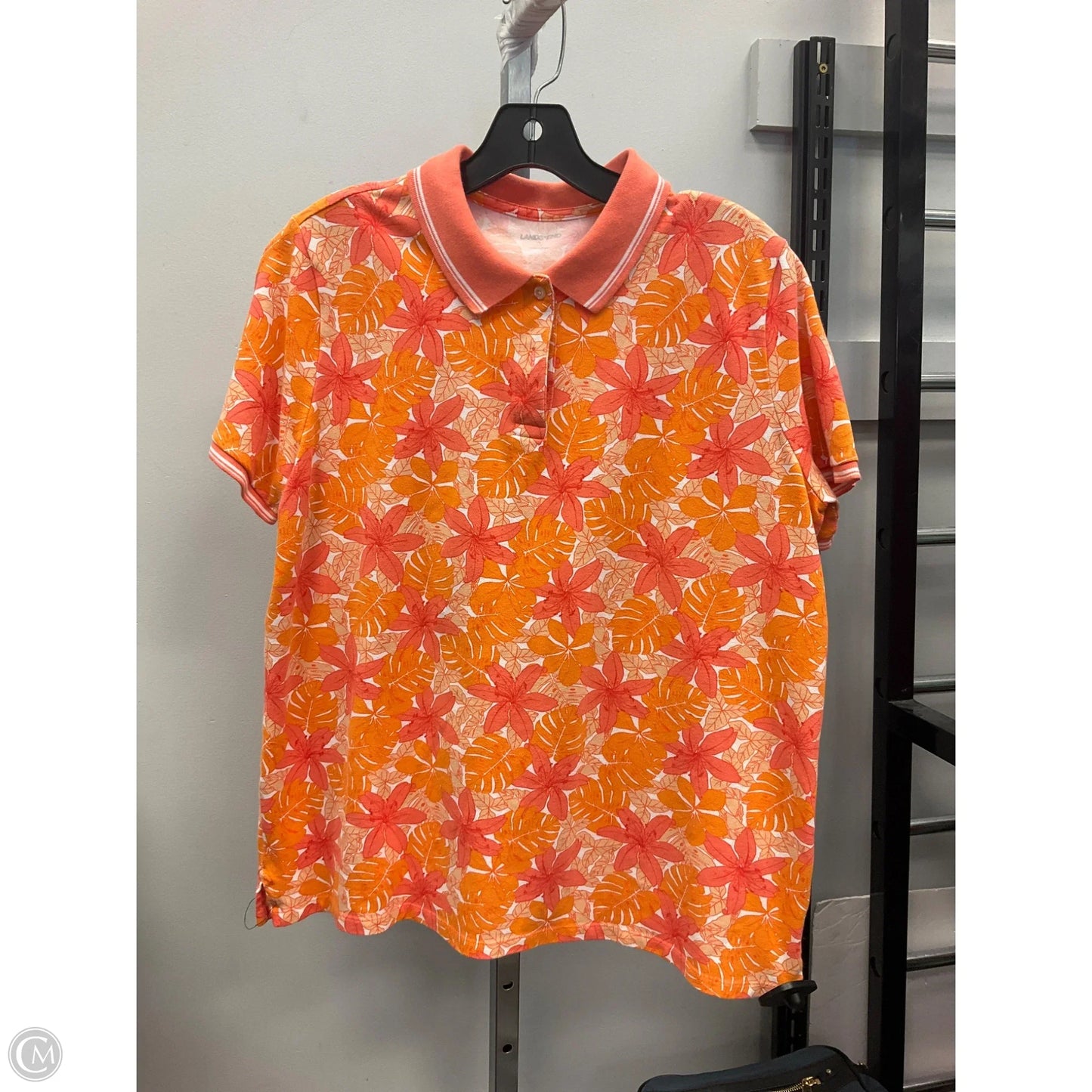 Top Short Sleeve By Lands End In Orange, Size: L