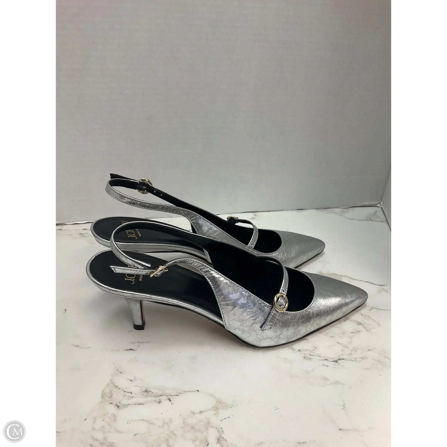 Sandals Heels Kitten By J. Crew In Silver, Size: 7.5