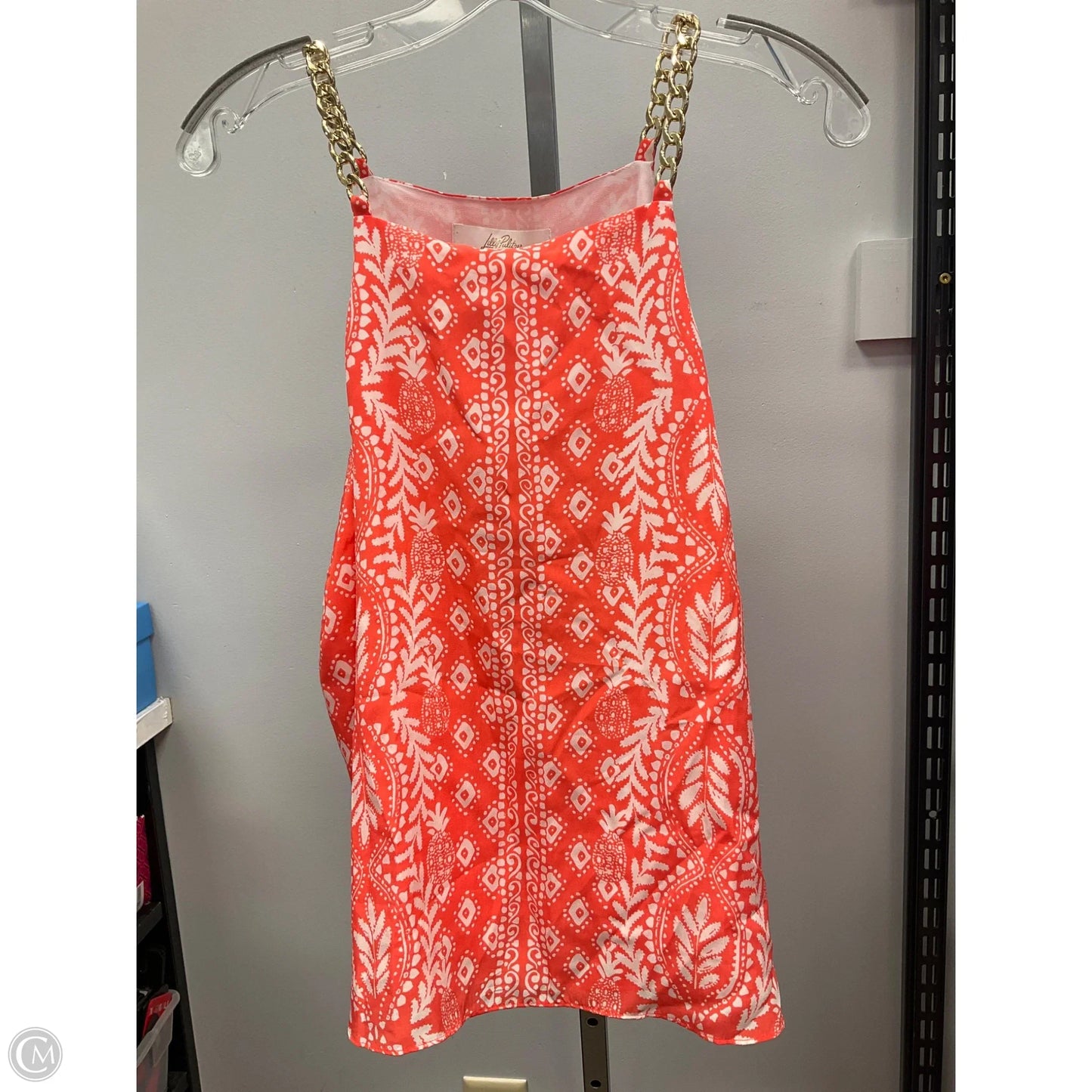 Top Sleeveless Designer By Lilly Pulitzer In Orange & White, Size: 10