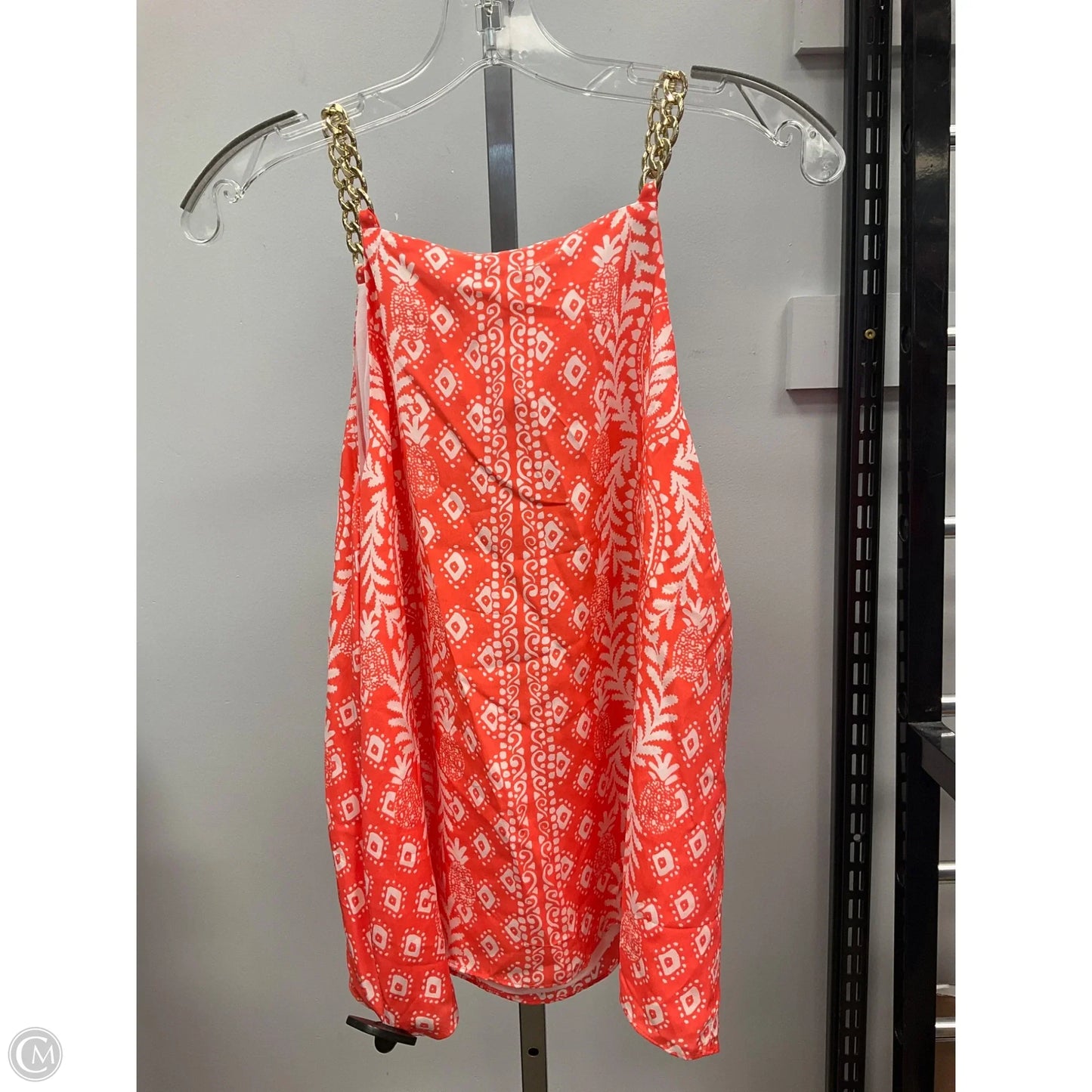 Top Sleeveless Designer By Lilly Pulitzer In Orange & White, Size: 10