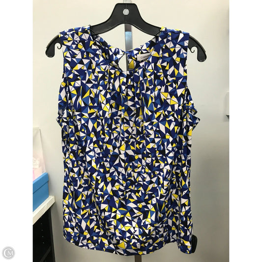 Top Sleeveless By Calvin Klein In Blue & Yellow, Size: L