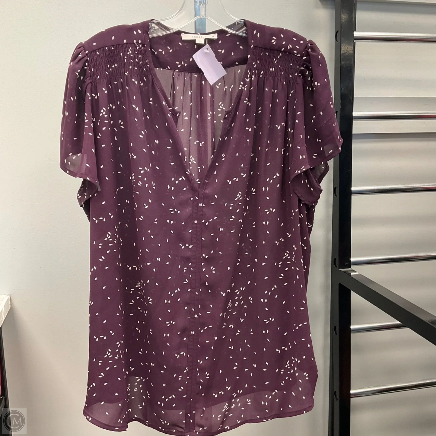 Top Short Sleeve By Cmc In Purple, Size: 1x
