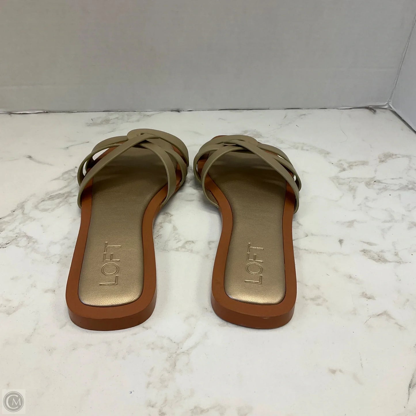 Sandals Flats By Loft In Gold, Size: 6.5