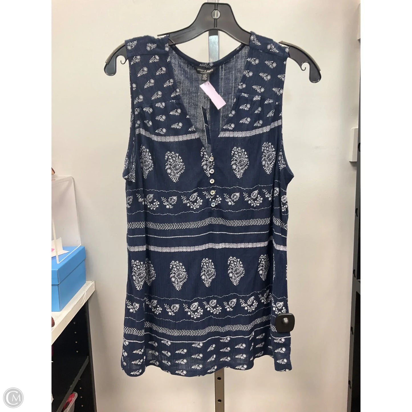 Top Sleeveless By Lucky Brand In Navy, Size: L