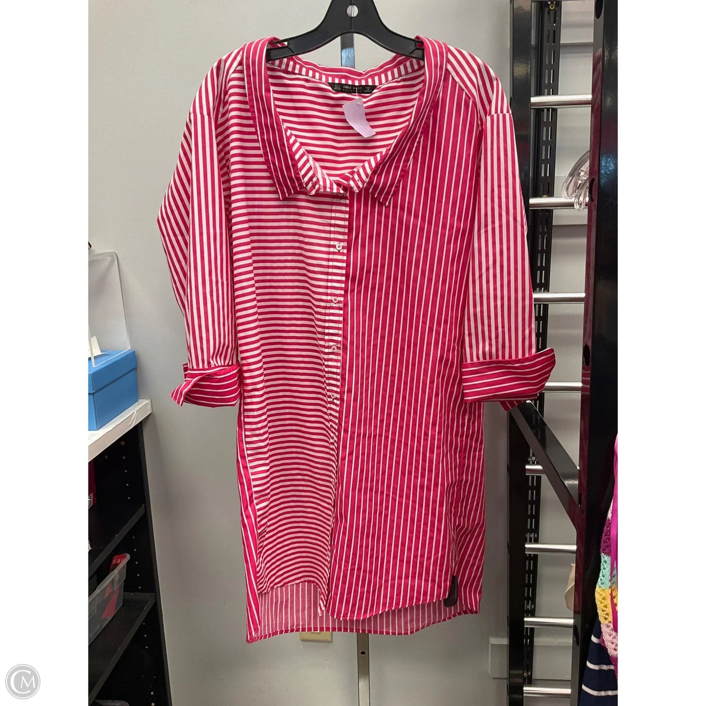 Dress Casual Short By Zara Basic In Pink & White, Size: S