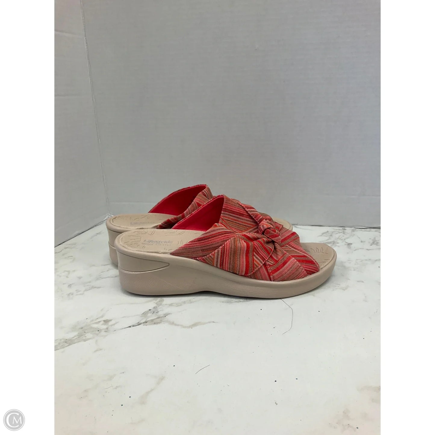 Sandals Heels Wedge By Life Stride In Orange, Size: 8