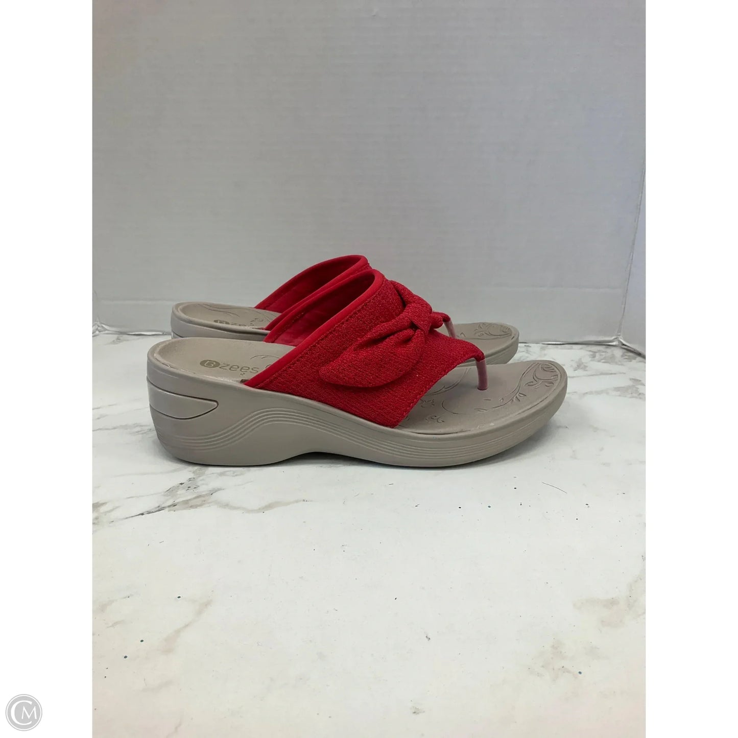 Sandals Heels Wedge By Bzees In Red, Size: 8