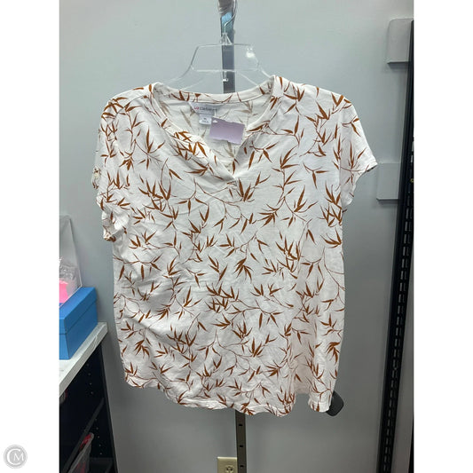 Top Short Sleeve By Liz Claiborne In Brown & White, Size: Lp