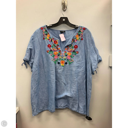 Top Short Sleeve By Talbots In Blue, Size: 3x