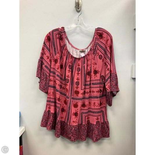Top Short Sleeve By Style And Company In Pink, Size: 2x