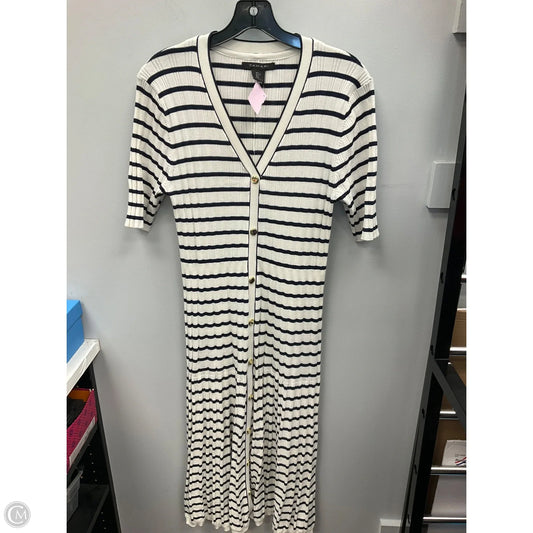 Dress Casual Midi By Tahari In Striped Pattern, Size: L