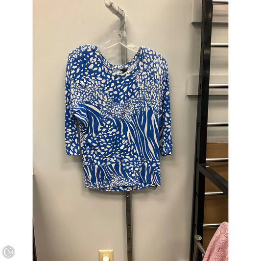 Top 3/4 Sleeve By Ann Taylor In Blue & White, Size: Xs