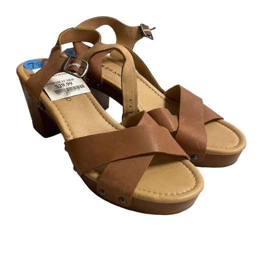 Tan Sandals Heels Block Lucky Brand, Size 7.5