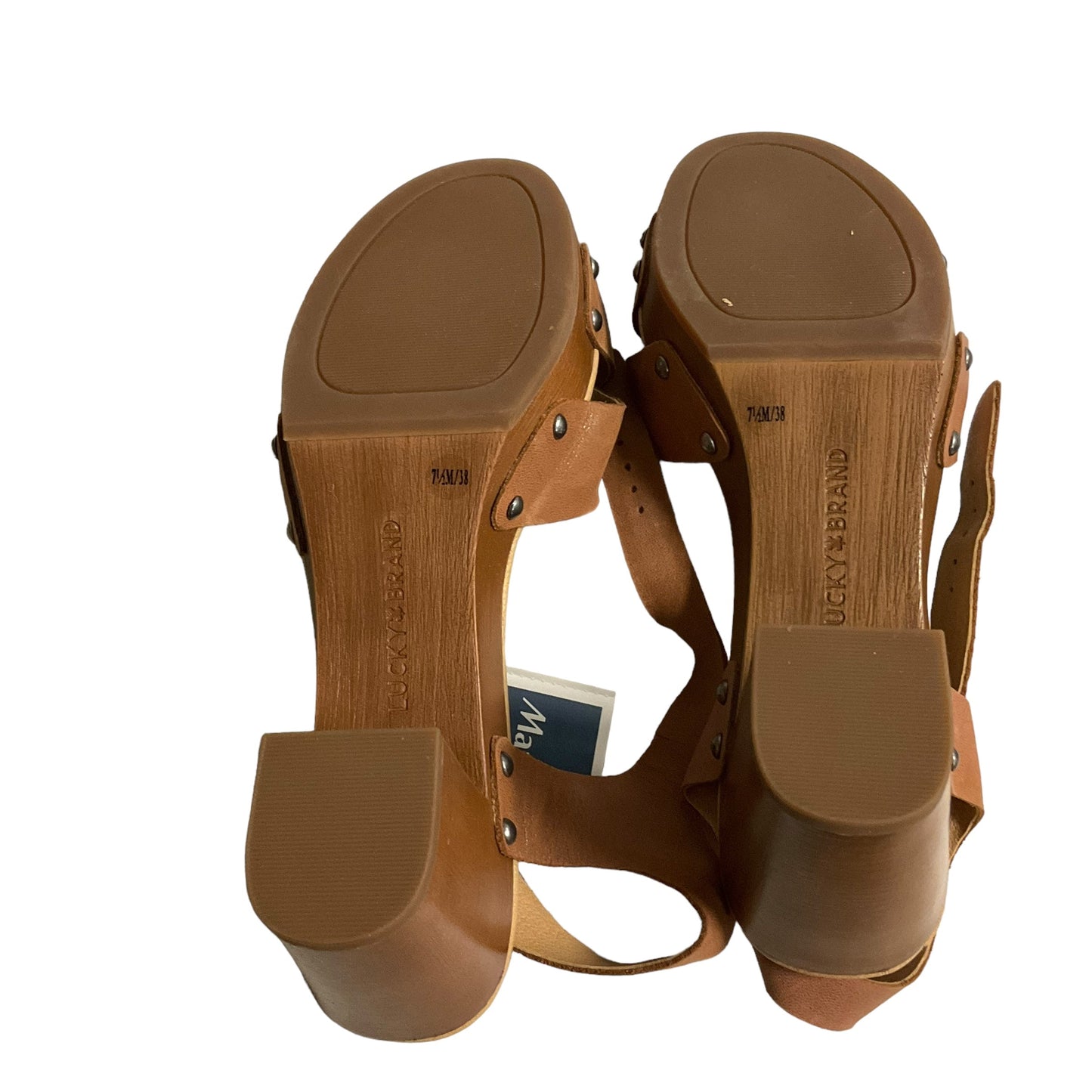 Tan Sandals Heels Block Lucky Brand, Size 7.5