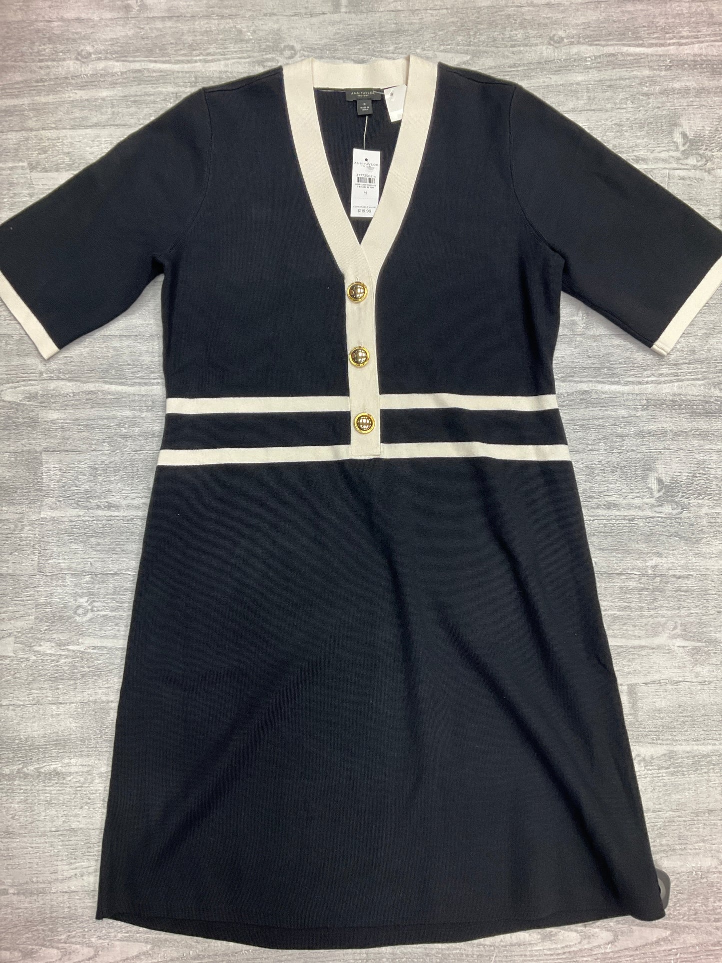 Dress Casual Midi By Ann Taylor In Black & White, Size: M