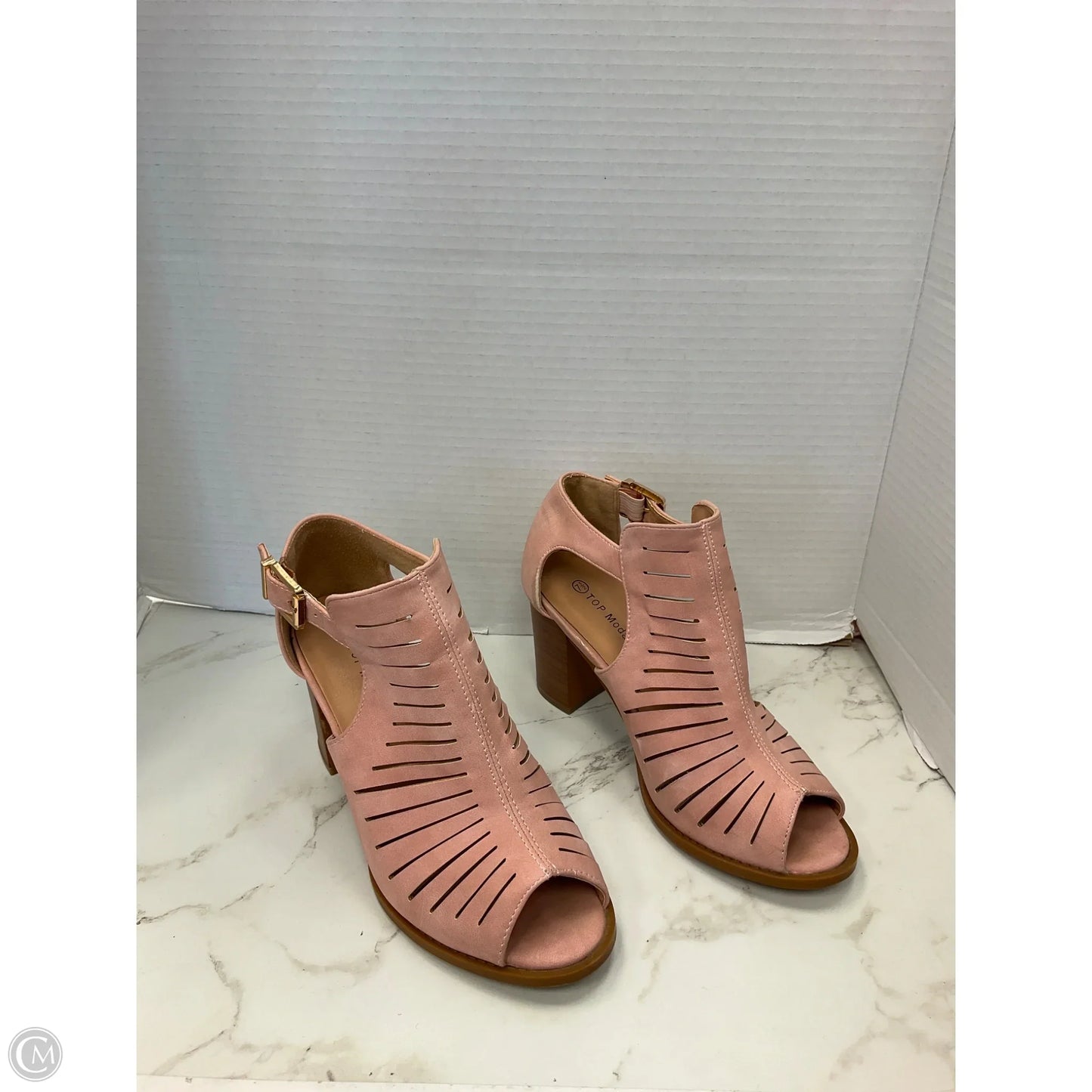 Shoes Heels Block By Top Moda In Pink, Size: 7.5