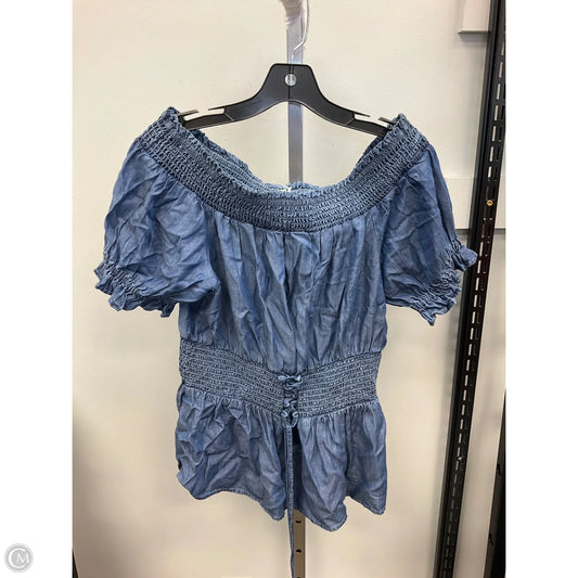 Top Short Sleeve By New York And Co In Blue Denim, Size: L