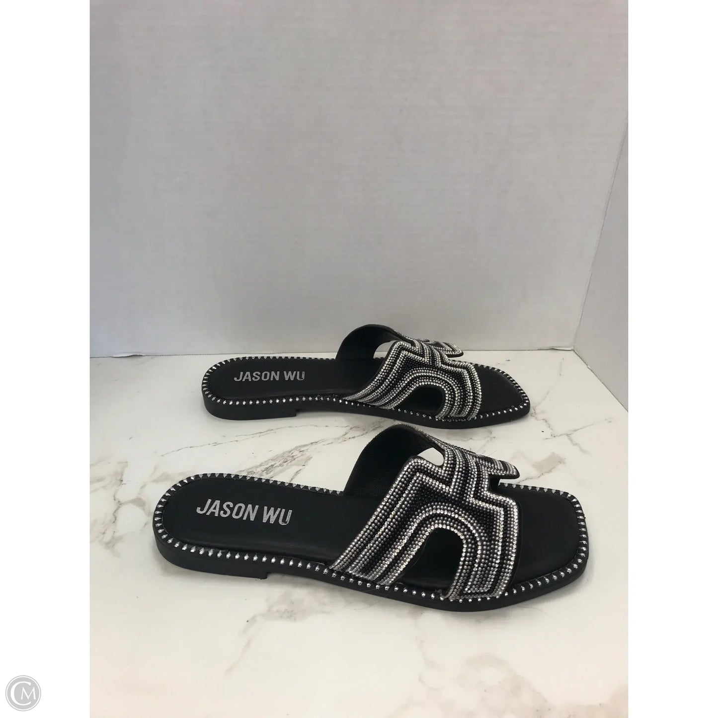 Sandals Designer By Jason Wu In Black & Silver, Size: 10