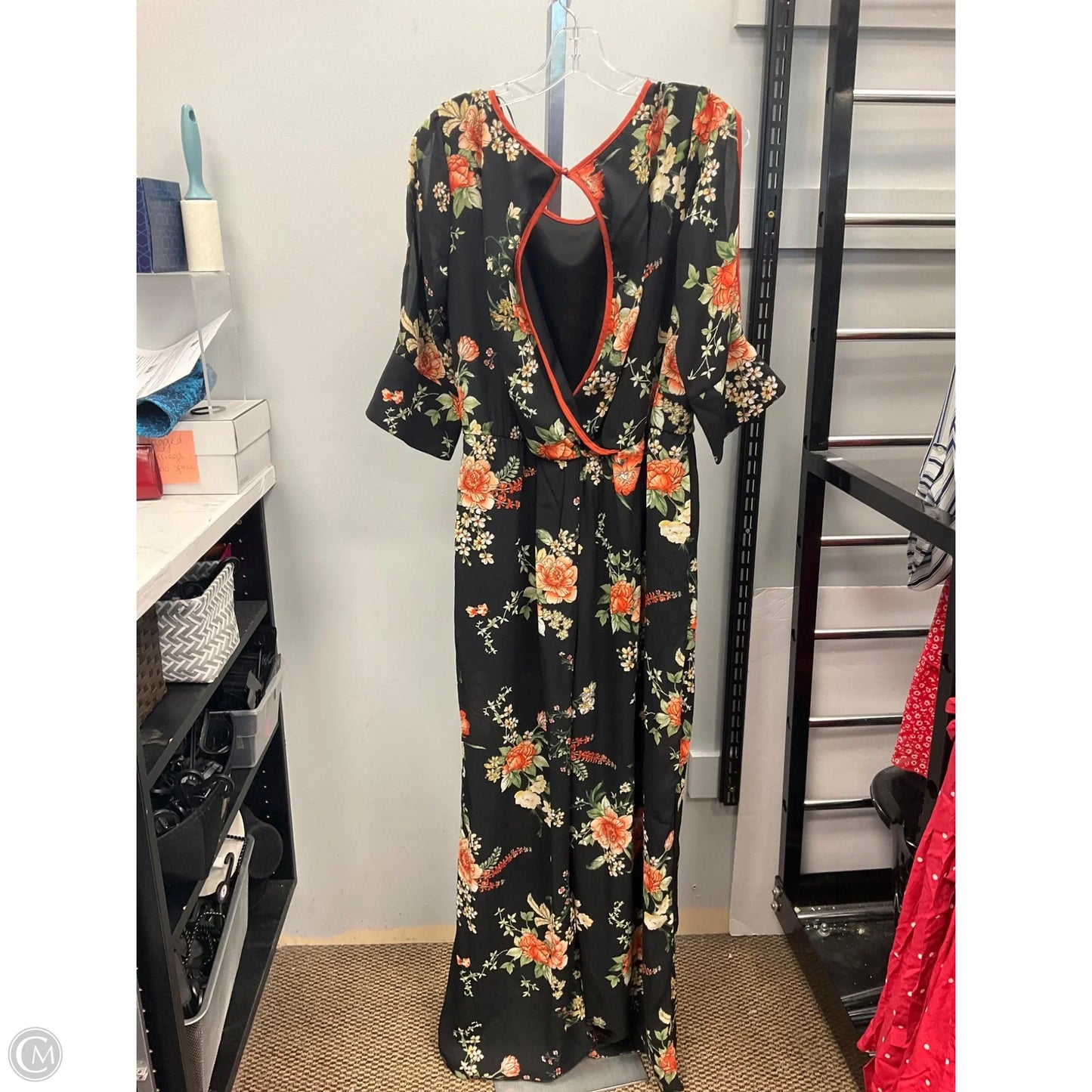 Jumpsuit By Luxology In Black & Orange, Size: 10