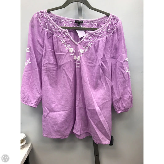 Top 3/4 Sleeve By Talbots In Purple, Size: Xs