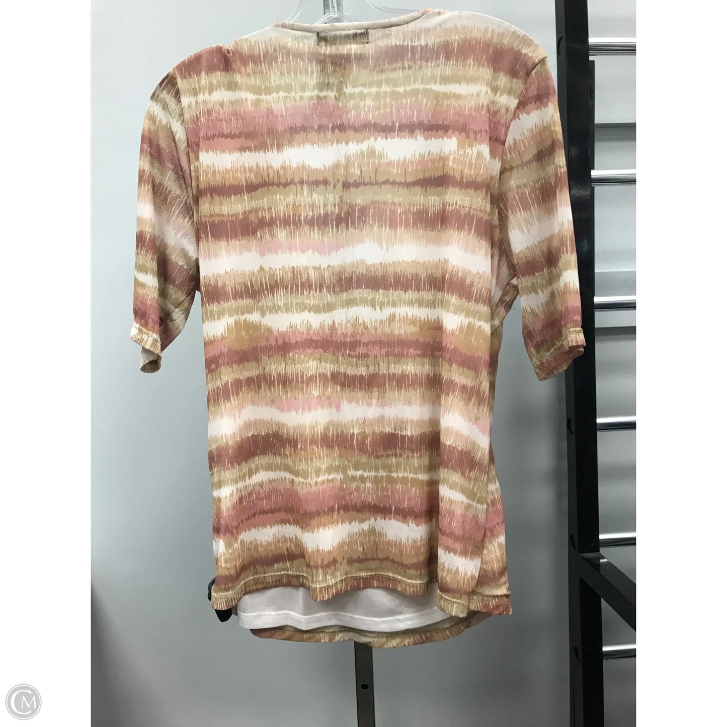 Top Short Sleeve By Cable And Gauge In Pink & Tan, Size: L