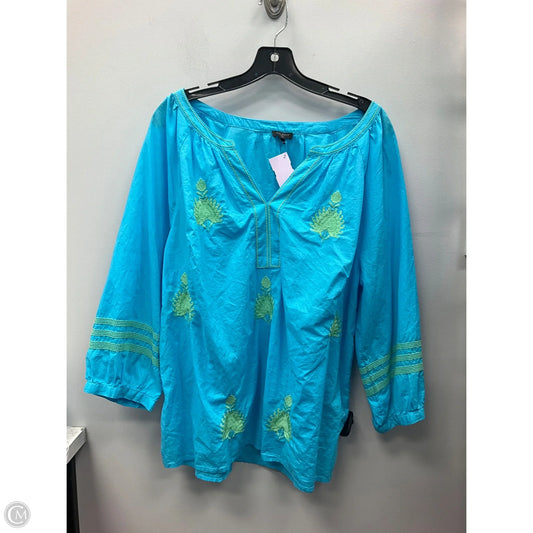 Top Long Sleeve By Talbots In Blue & Green, Size: 1x