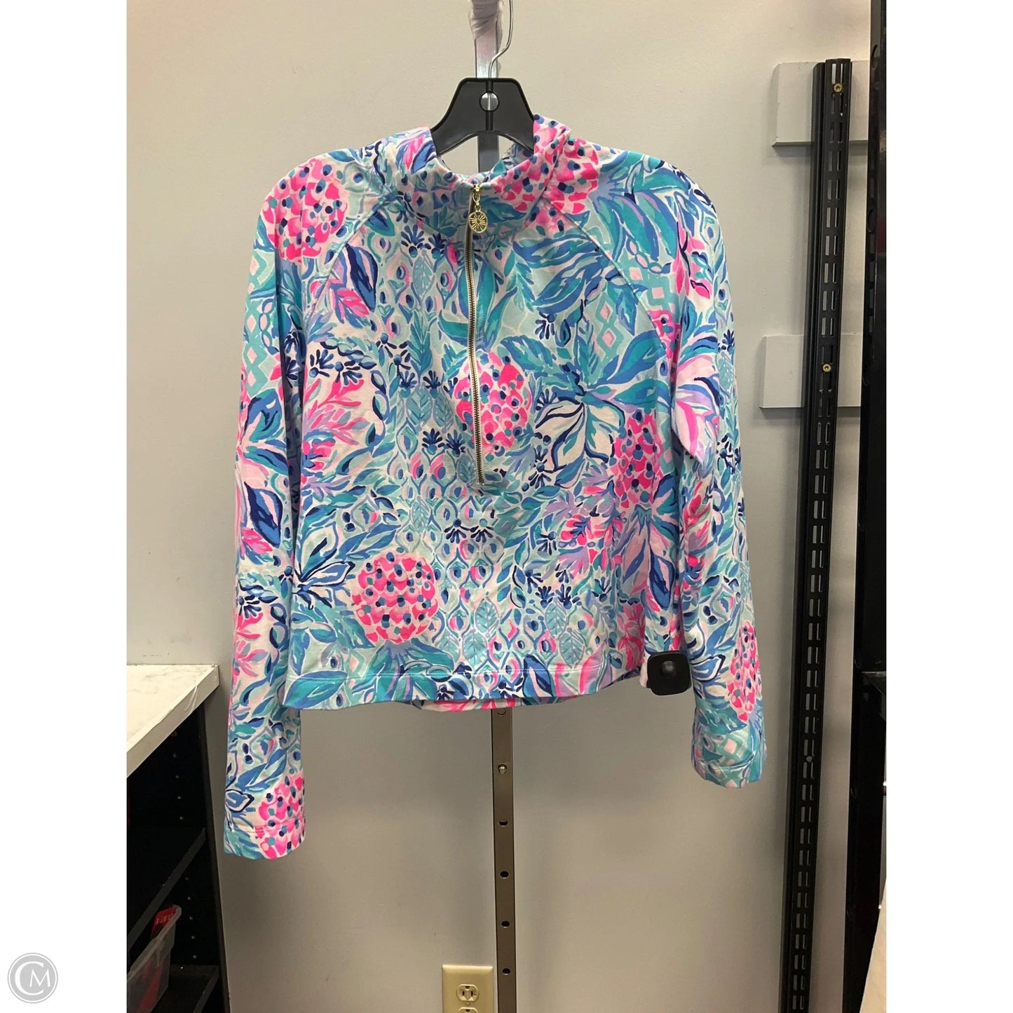 Athletic Sweatshirt Collar By Lilly Pulitzer In Blue & Pink, Size: L