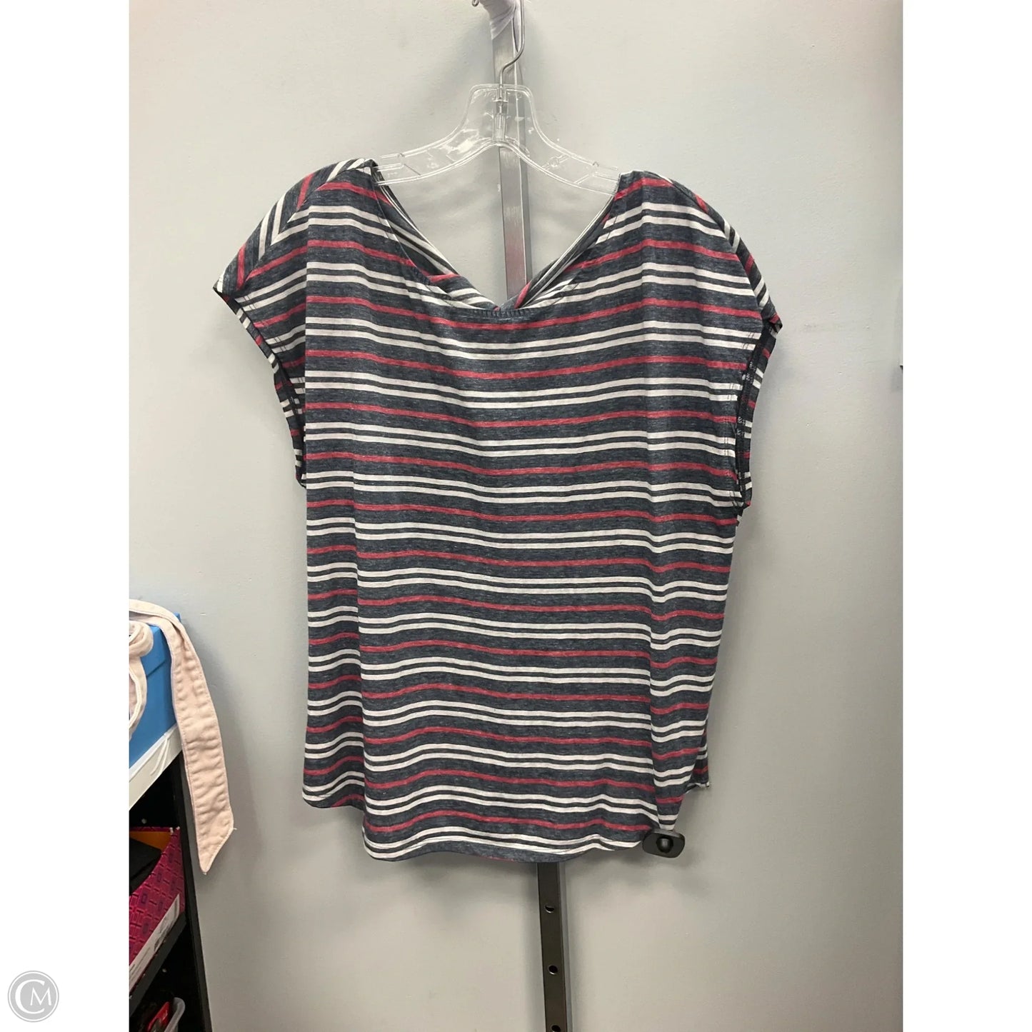 Top Short Sleeve By Lucky Brand In Striped Pattern, Size: L