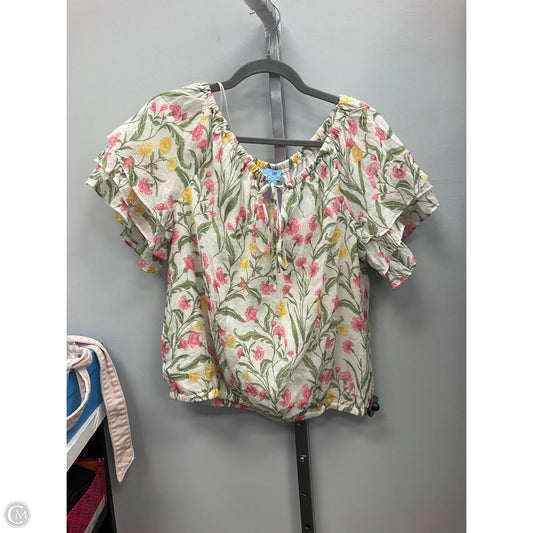 Top Short Sleeve By Cece In Floral Print, Size: L