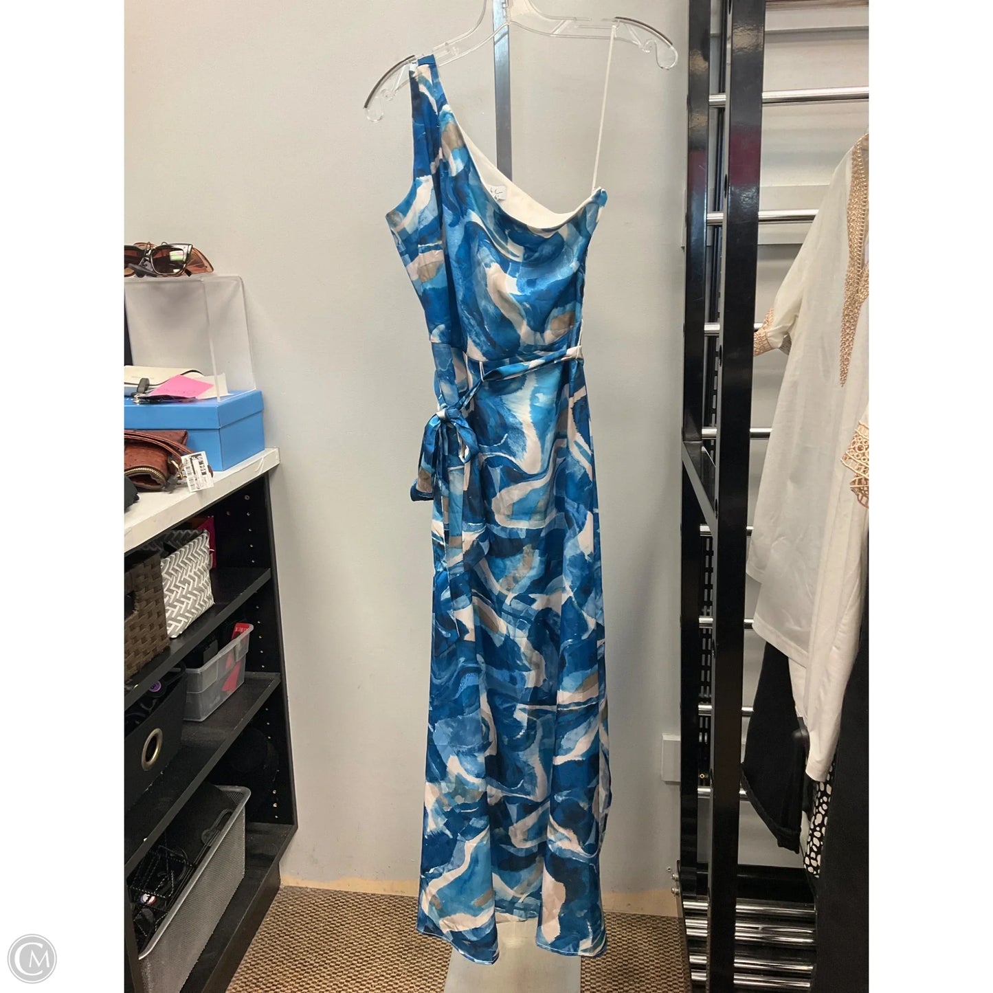 Dress Party Long By Nicole Michelle In Blue & Cream, Size: 2
